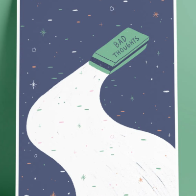 ILUSTRAÇÃO A5 "BAD THOUGHTS" CARTOLINA LIMÃO