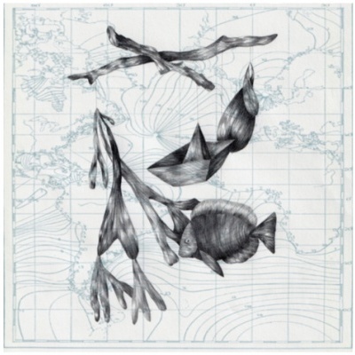 ILUSTRAÇÃO 21X21 CM  "MAR MOVEL" CLAÚDIA SALGUEIRO