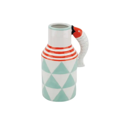 Vase - Jug Fishes - Mint/White/Orange House Vitamin