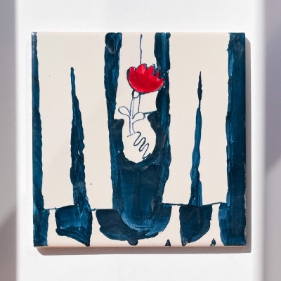 AZULEJO ORIGINAL "VAMOS CONTINUAR UNIDOS" JOÃO COSTA