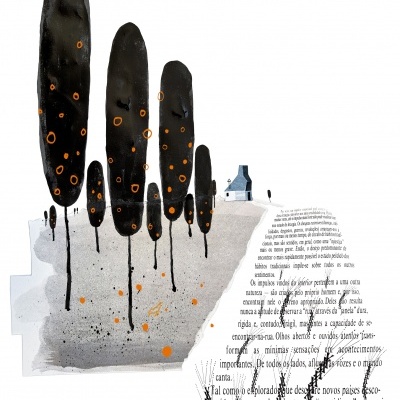 ILUSTRAÇÃO "A CASA ENTRE CAMPOS CULTIVADOS" VITOR HUGO MATOS