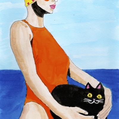 ORIGINAL "PRAIA COM O GATO" JOANA NOBREGA