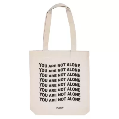 TOTE BAG YOU ARE NOT ALONE NATURAL RAW IVORY WORLD