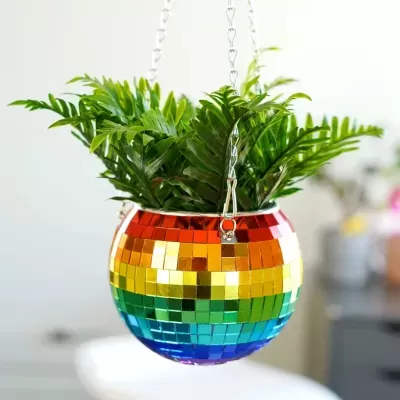 DISCO BALL HANGING PLANTER RAINBOW BUBBLEGUM STUFF UK