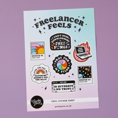 VINYL STICKER SHEET A5 "FREELANCER FEELS" PUNKY PINS
