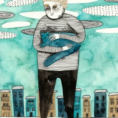 ILUSTRAÇÃO "MAN WITH A CAT IN PORTO" MIRJAM SIIM