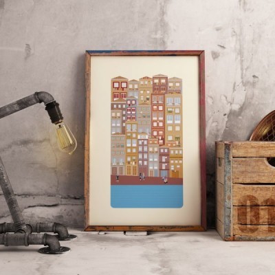 POSTER "CASARIO DA RIBEIRA E O RIO" 100% PORTUGAL