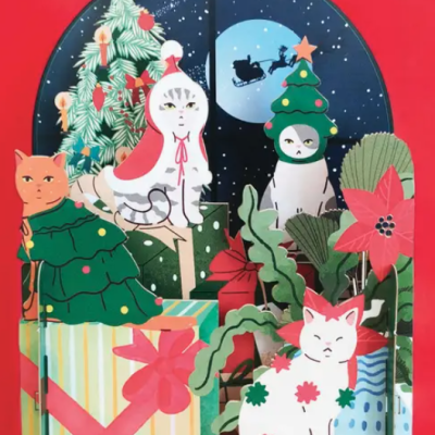 POSTAL DE NATAL POP-UP "XMAS CATS" ALLJOY DESIGN