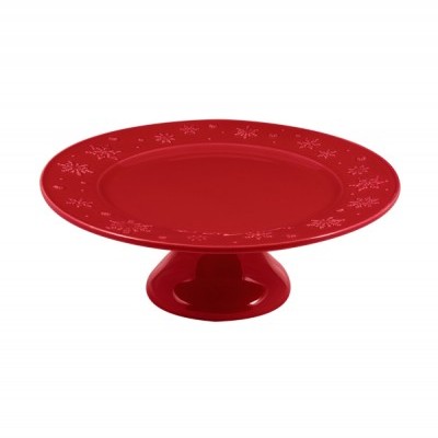 PRATO C/ PÉ 33,5 VERMELHO SNOWFLAKES BORDALLO PINHEIRO