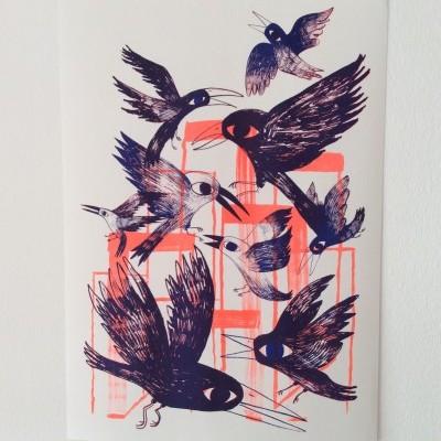 RISOGRAFIA “CARTAZ I - THE BIRDS” SOFIA MORAIS