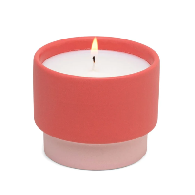 COLOUR BLOCK CERAMIC CANDLE 170G - CORAL - SPARKLING GRAPEFRUIT DESIGNWORKS COLLECTIVE