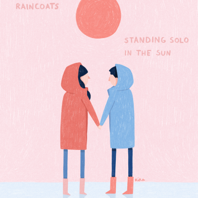 ILUSTRAÇÃO " NO UMBRELLAS ALLOWED - TWO OF US THE BEATLES" KIKA COM CAPA