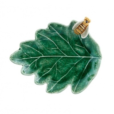 FOLHAS DO CAMPO "FOLHA CARVALHEIRO COM ABELHA 14CM" BORDALLO PINHEIRO