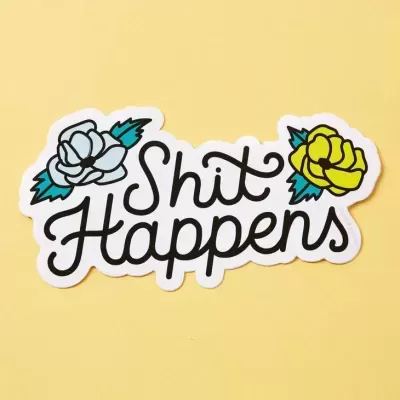SHIT HAPPENS FLORAL VINYL STICKER PUNKY PINS