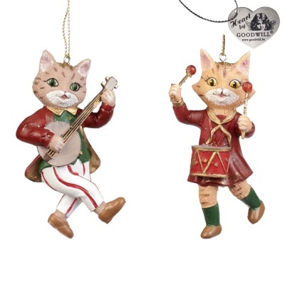 ENFEITE DE NATAL "XMAS BANJO CAT 9CM" GOODWILL
