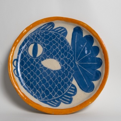 CERÂMICA "PRATO PEIXE AZUL" MATILDE HORTA