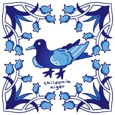 ILUSTRAÇÃO "AZULEJOS DE CASA - CHILDONIA NIGER" MENDI MENDES