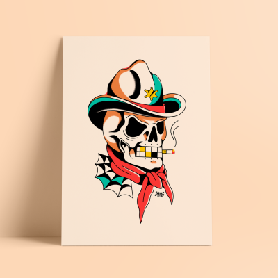 ILUSTRAÇÃO "COWBOY SKULL" ZEROS TATTOO
