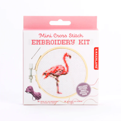 MINI CROSS STITCH KIT- FLAMINGO KIKKERLAND
