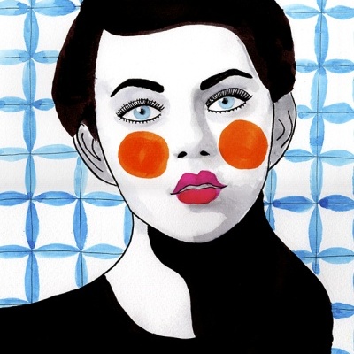 ORIGINAL "MULHER COM AZULEJO ESTAMPADO DE AZUL" JOANA NOBREGA