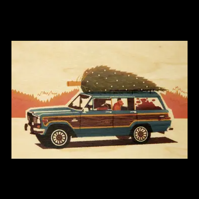 POSTAL "VOYAGE - ÁRVORE DE NATAL NO CARRO" WOODHI