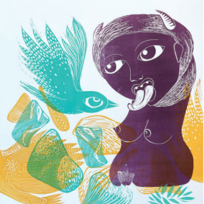 LINOGRAVURA SÉRIE "OBSERVAR, ACEITAR, LIBERTAR, TRANSFORMAR II" SOFIA MORAIS