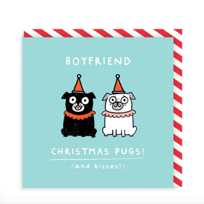 Boyfriend Christmas Pugs Gemma Correll Greeting Card