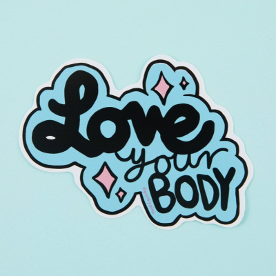 LOVE YOUR BODY BLUE VINYL STICKER PUNKY PINS