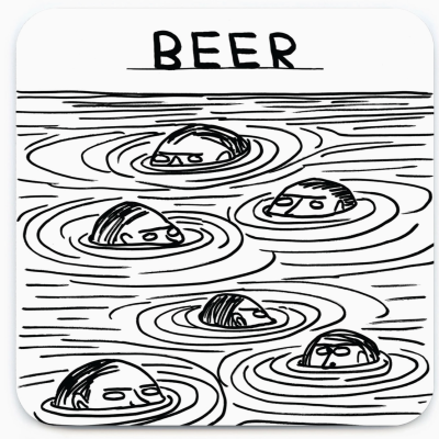 BASE PARA COPOS 'BEER SWIMMERS' DAVID SHRIGLEY