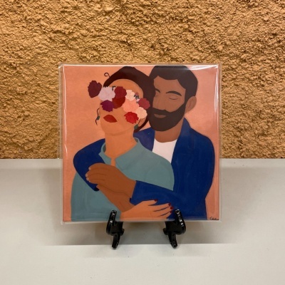 AZULEJO "ENTRE TEUS BRAÇOS FLORESÇO" GHIZLAINE LAHROUGUI