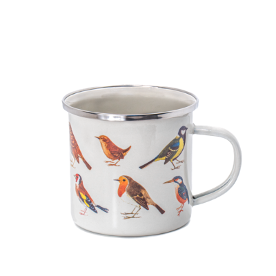 VINTAGE BIRDS ENAMEL MUG SASS BELLE