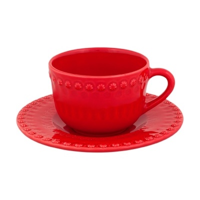 CHÁVENA CHÁ C/ PIRES VERMELHA FANTASIA BORDALLO PINHEIRO