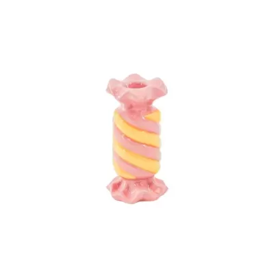 CANDLE HOLDER - TOFFEE CANDY LONG- PINK/YELLOW - HOUSE VITAMIN