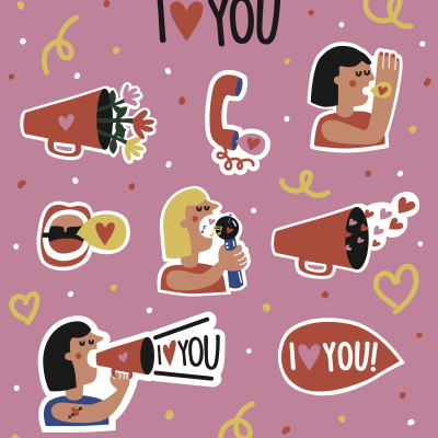 STICKER SHEET "I LOVE YOU" CRISTINA MOREIRA