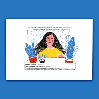 ILUSTRAÇÃO "MENINA À JANELA" BÁRBARA R.