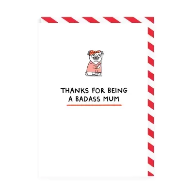 BADASS MUM ENAMEL PIN GREETING CARD OHH DEER