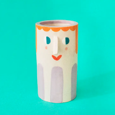 Ceramic Vase - "Girl with Purple Stripes" Ana Seixas