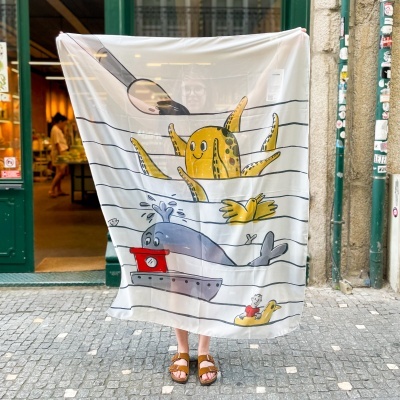 TOALHA PAREO "TINTA AZUL" JOÃO COSTA