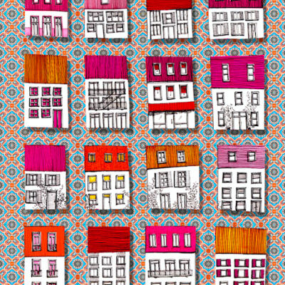 ILUSTRAÇÃO "CASINHAS SOBRE AZULEJOS" JOANA NOBREGA
