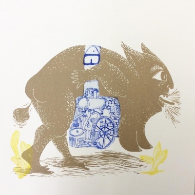 LINOGRAVURA "MÁQUINA FEMININA" SOFIA MORAIS