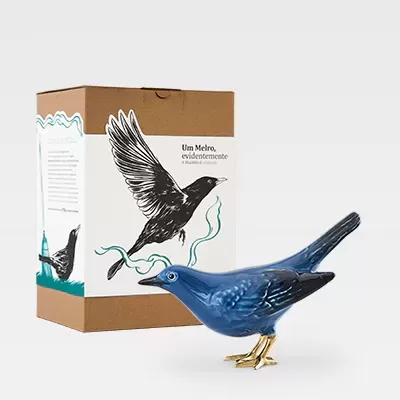 MELRO AZUL CAUDA HORIZONTAL COM PATAS EM LATÃO NATURAL LABORATORIO D'ESTORIAS