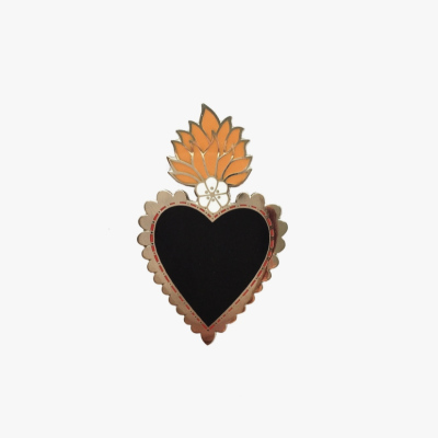 PIN ENAMEL MEXICAN HEART - BLACK/SILVER COUSINS COLLECTIVE