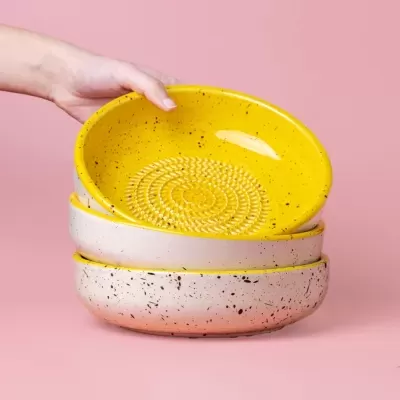 TAÇA RALADOR "CANELA - BRANCO E AMARELO - GRANDE" ALFAR TIERRA COCIDA