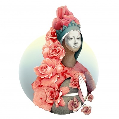 ILUSTRAÇÃO "SÃO ROSAS, SENHOR ! - RAINHA D.ISABEL" TÂNIA ANDRADE