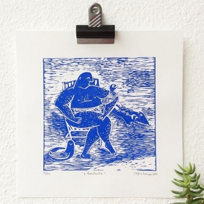 LINOGRAVURA "O BANHISTA" SOFIA MORAIS