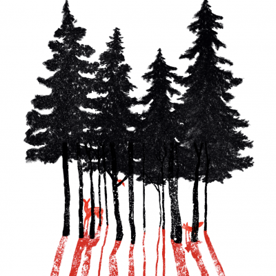 ILUSTRAÇÃO VERMELHO "ÁRVORES" ANA RITA ROBALO