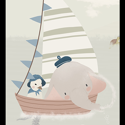 ILUSTRAÇÃO A3 SAILING ELEFANTE PATO ALFORRECA LEONOR FEIJÓ