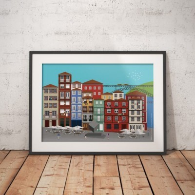 POSTER "CUBO DA RIBEIRA E PONTE LUÍS I" 100% PORTUGAL