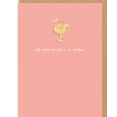 COCKTAIL CHEERS TO YOUR BIRTHDAY ENAMEL PIN GREETING CARD OHH DEER