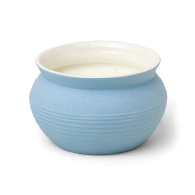 SANTORINI CERAMIC CANDLE 368G - LIGHT BLUE - ROSEMARY SEA SALT DESIGNWORKS COLLECTIVE
